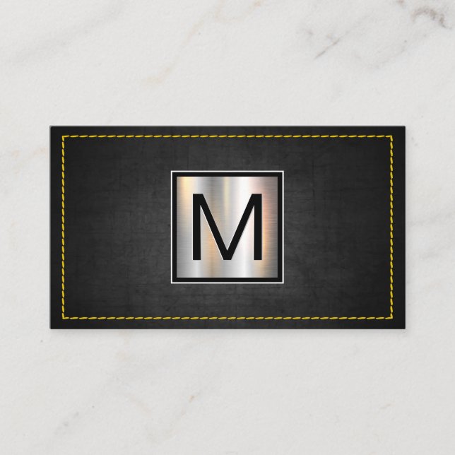 Carte De Visite Chrome métallique | Textures foncées Jaunes piqués (Devant)