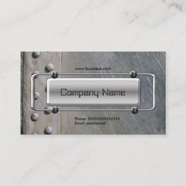 Carte De Visite Chrome Silver Grey Metal Société Image (Devant)