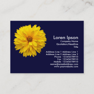 Carte De Visite Chrysanthème jaune - bleu marine