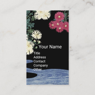 Carte De Visite Chrysants, Eau Courante, Salon de beauté Spa Noir