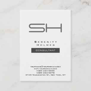 Carte De Visite Chubby Blanc Gris Moderne Monogramme tendance