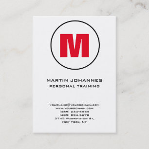 Carte De Visite Chubby Cercle Monogramme Blanc Rouge Personal Trai