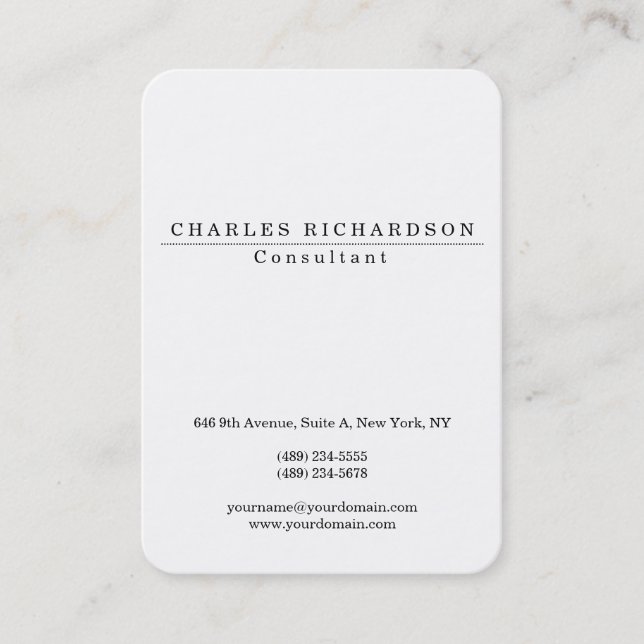 Carte De Visite Chubby Design Classique Blanc Création Professionn (Devant)