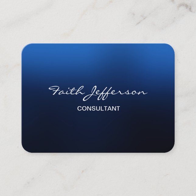 Carte De Visite Chubby Élégant Script tendance Blue Consultant (Devant)