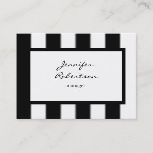 Carte De Visite Chubby Vertical Noir Blancs Plaque Moderne
