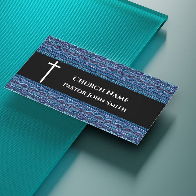 Carte De Visite Church Pastor Blue Abstract Christian (Church Pastor Blue Abstract Christian Business Card
)