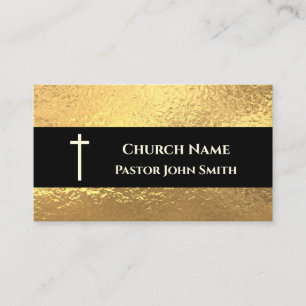 Carte De Visite Church Pastor Gold Black Classy Christian