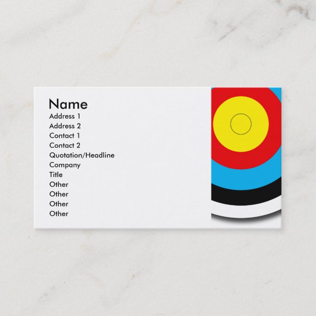 Carte De Visite Cible de tir à l'arc (Devant)