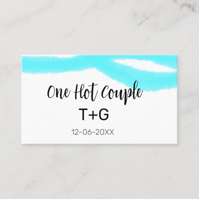 Carte De Visite Ciel aqua bleu pastel un couple chaud ajouter nom  (Devant)