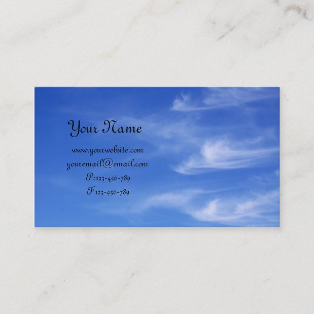 Carte De Visite Ciel bleu avec des nuages pour l'arrière - plan (Devant)