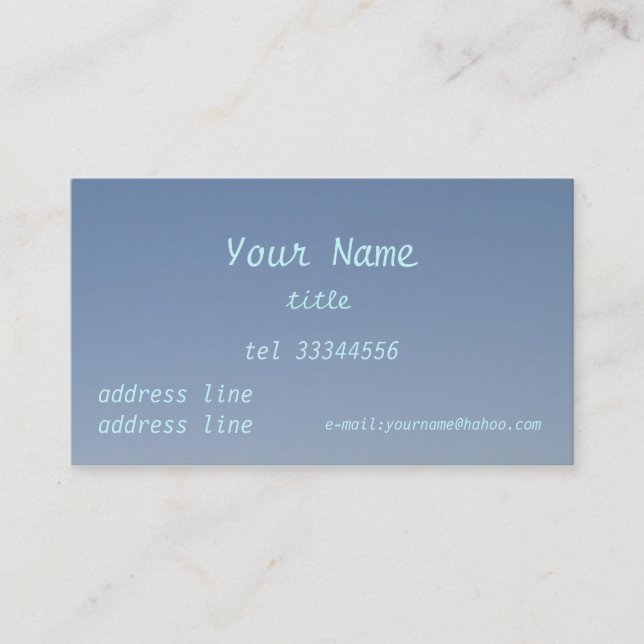 Carte De Visite ciel bleu clair (Devant)