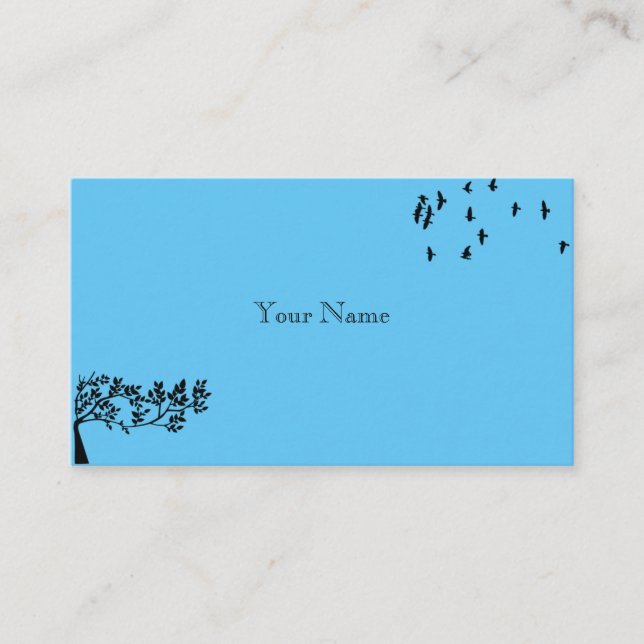 Carte De Visite Ciel bleu Oiseaux Arbres Feuilles Silhouette Natur (Devant)
