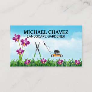 Carte De Visite Ciel de tondeuse   Outils de jardinage