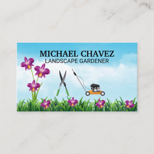 Carte De Visite Ciel de tondeuse | Outils de jardinage (Devant)