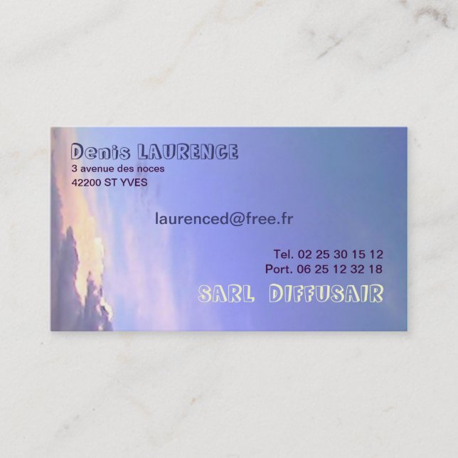 CARTE DE VISITE CIEL ET NUAGE (Devant)