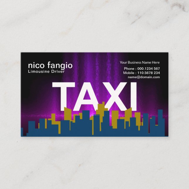 Carte De Visite Ciel gris clair violet TAXI Cloud Taxi (Devant)