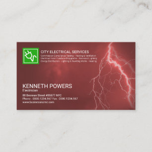 Carte De Visite Ciel rouge vif illumine les phares Electricien