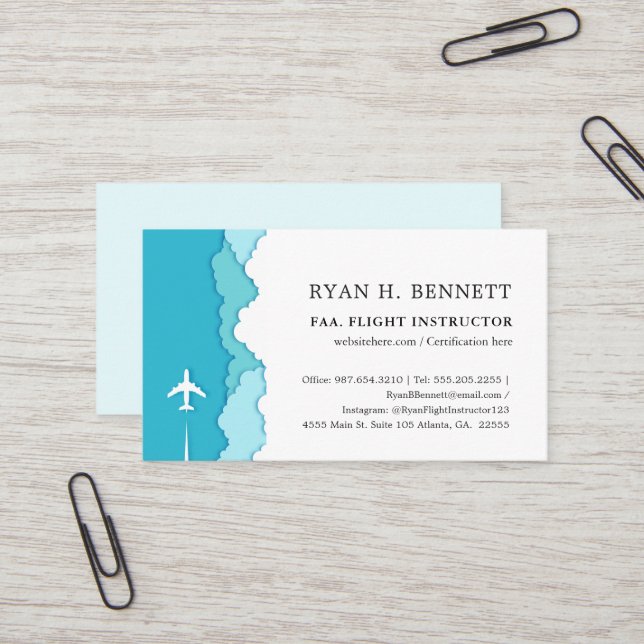 Carte De Visite Ciels conviviaux | Instructeur de vol (Devant/Arrière en situation)