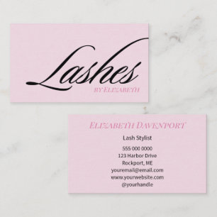 Carte De Visite Cils écriture moderne rose blush noir