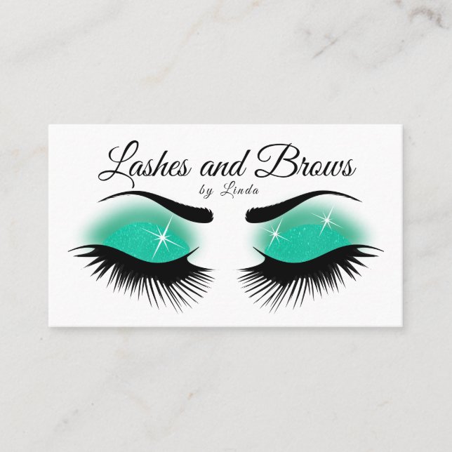 Carte De Visite Cils et fronts - parties scintillantes turquoises (Devant)