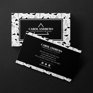 Carte De Visite Cils et Sourcils Géométriques Noir & Blanc de Maqu
