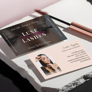Carte De Visite Cils Luxueux Beauté Lash Professionnel Noir Rose