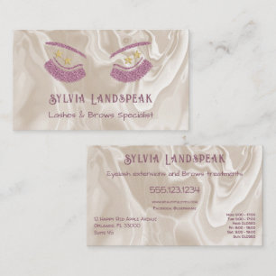 Carte De Visite Cils Pailletés Rose & Marbre Crème Beige