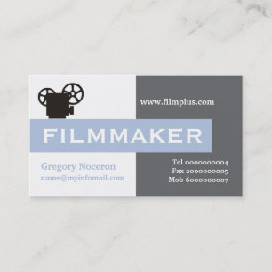 Carte De Visite Cinéaste gris, blanc, acier bleu accrocheur