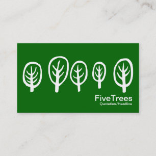 Carte De Visite Cinq arbres - blanc sur le vert d'herbe