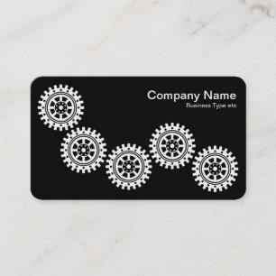 Carte De Visite Cinq engrenages II - blanc sur noir - gris - retou