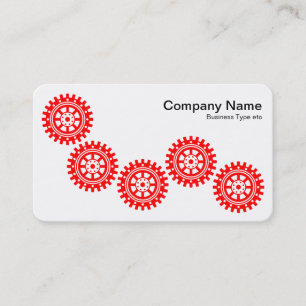 Carte De Visite Cinq engrenages II - Rouge et blanc