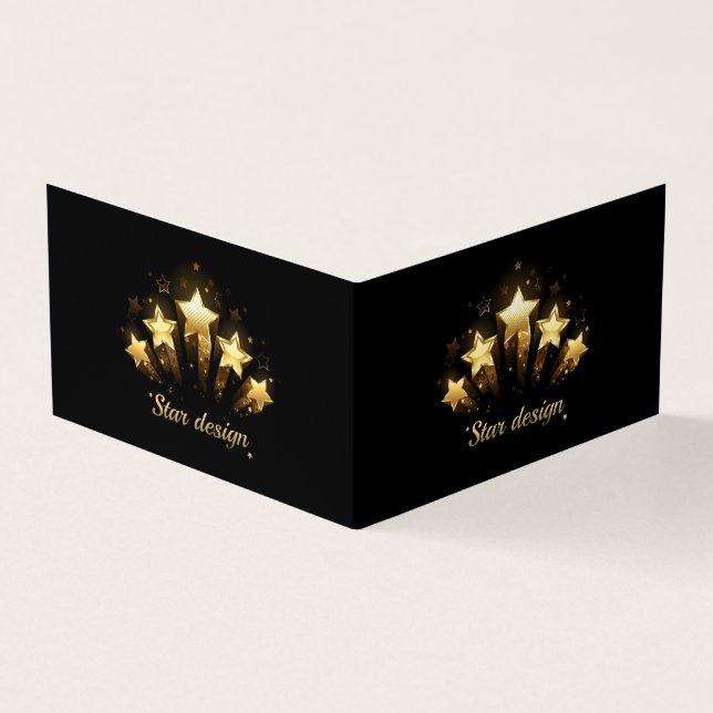 Carte De Visite Cinq étoiles d'or en noir (Extérieur)