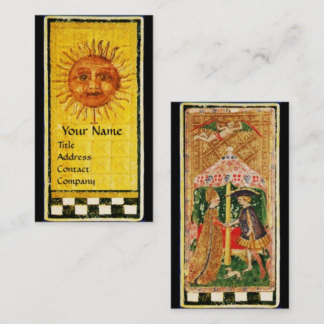 CARTE DE VISITE CIOTS DE RENAISSANCE ANTIQUE /LE SOLEIL ET LES AMO (Devant / Derrière)