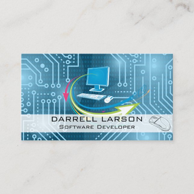 Carte De Visite Circuit Board | Code binaire | Technologie informa (Devant)