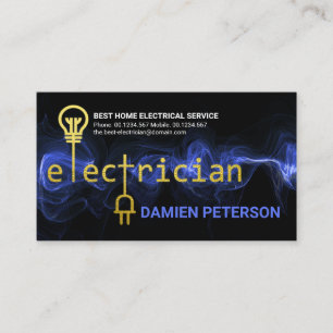 Carte De Visite Circuit d'électricien d'or Éclair de puissance ble