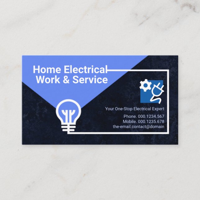 Carte De Visite Circuit électrique bleu foncé Grunge Électricien (Devant)