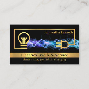 Carte De Visite Circuit électrique Gold Bleu Lightning