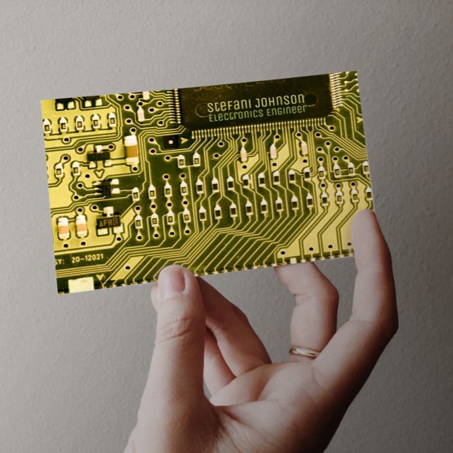 Carte De Visite Circuit imprimé aux PCB verts, ingénierie technolo (Créateur téléchargé)