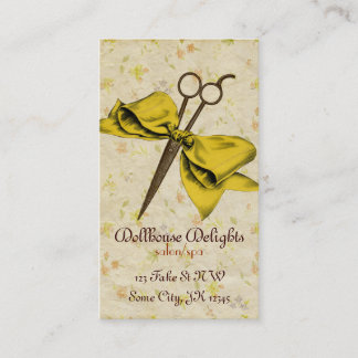 Carte De Visite cisaillements girly vintages d'arc de jaune de