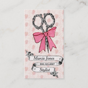 Carte De Visite cisaillements girly vintages d'arc de rose de