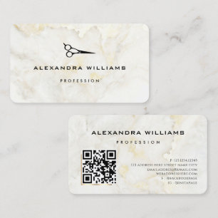 Carte De Visite Ciseau de code QR en marbre doré moderne