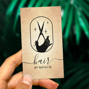 Carte De Visite Ciseau Or Luxe & Logo Hand Logo Hair Stylist Salon