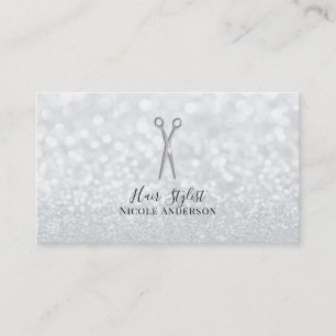 Carte De Visite Ciseaux Argent Parties scintillant blanche Chic Ha