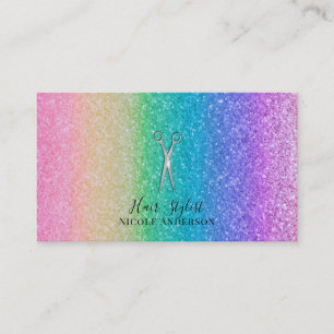 Carte De Visite Ciseaux Argent Rainbow Parties scintillant Liste d