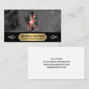 Carte De Visite Ciseaux Barbershop Logo Pole en barbre