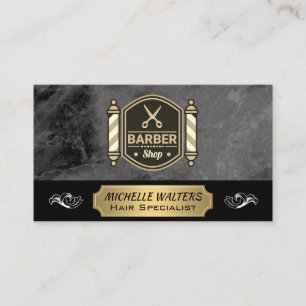 Carte De Visite Ciseaux Barbershop Poteau en barbier