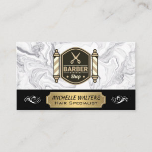 Carte De Visite Ciseaux Barbershop Poteau en barbier Marbre