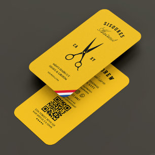Carte De Visite Ciseaux Barbershop Rouge Blanc Bleu Jaune Barbier
