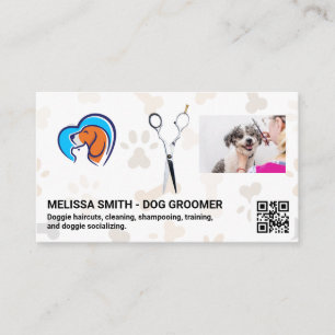 Carte De Visite Ciseaux   Chat Dog Love   Groomer   Code QR