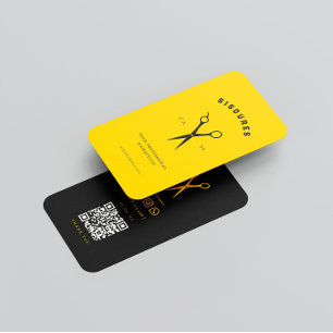 Carte De Visite Ciseaux-cheveux Coiffeur minimaliste Qr Code